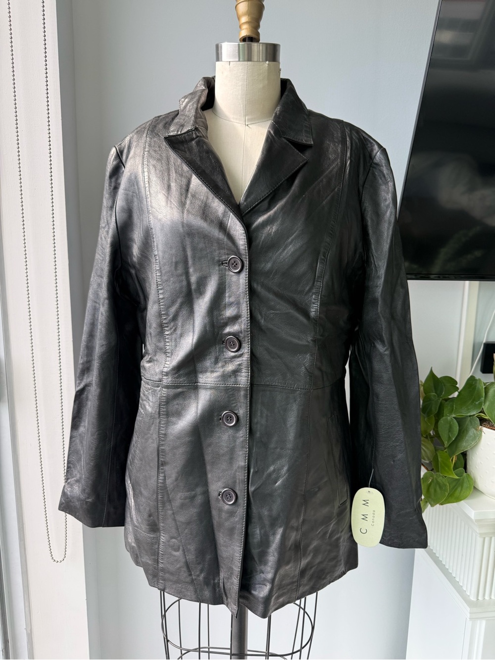 CMM Canada Gritty Leather Jacket in Black Size Large NWT